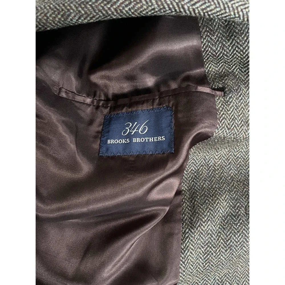 Brooks Brothers 346 Men 46R Brown Herringbone Sport Blazer 100 Lambswool